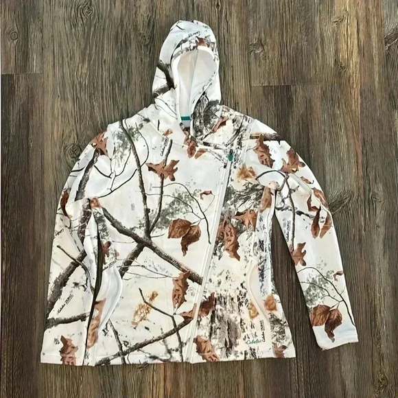 Cabela's Zonz Woodlands Hooded Fleece Hunting Sweatshirt Women’s M L/S Full Zip - Picture 1 of 13